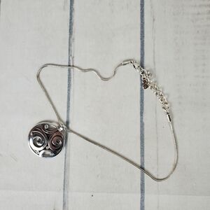 Vintage Brighton London Groove Neckline  Large Circle Silver Plated Retired